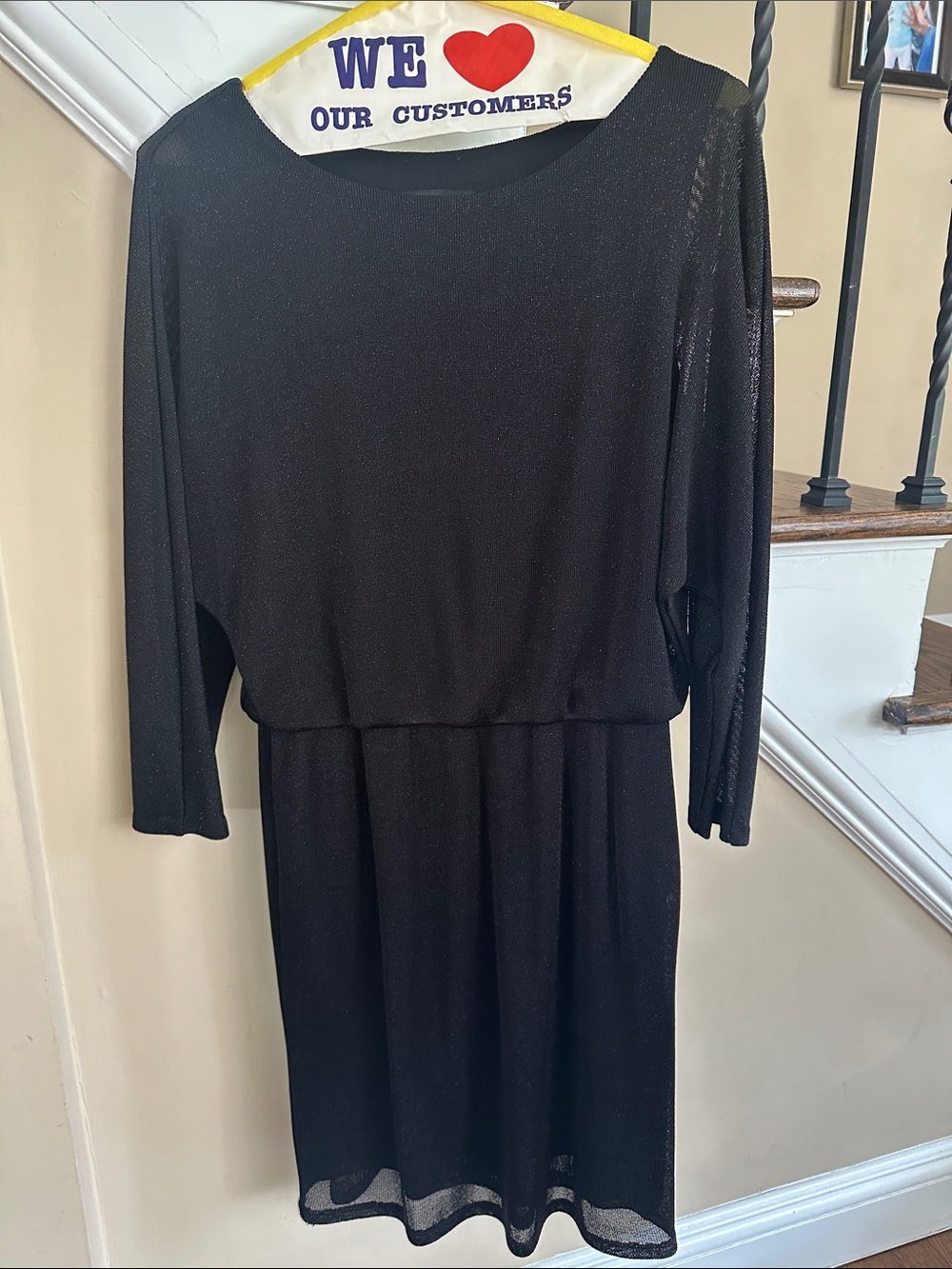 Nine West Black Long-Sleeve Sparkle Knit Dress